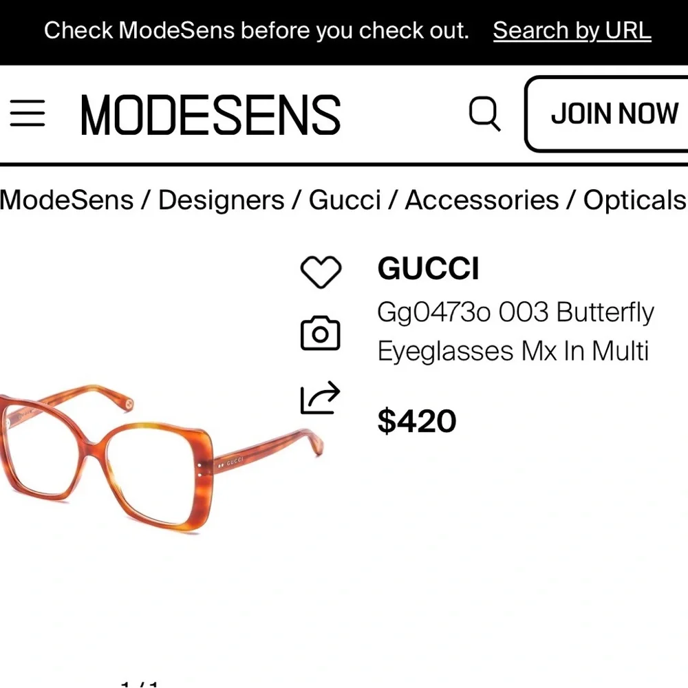 Gucci Butterfly Eyeglasses. 
Case included with authenticity card - Picture 2 of 6